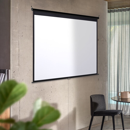 Living And Home (72 in) Manual Pull Down Projector Screen 4:3 Wall Mounted 2