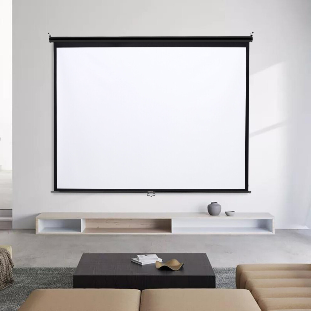 (60 in) Manual Pull Down Projector Screen 4:3 Wall Mounted