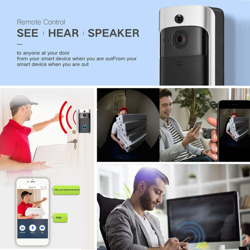 Smart Wireless WiFi Doorbell IR Video Camera Intercom Record Home Security Bell(Black/Silver) 2