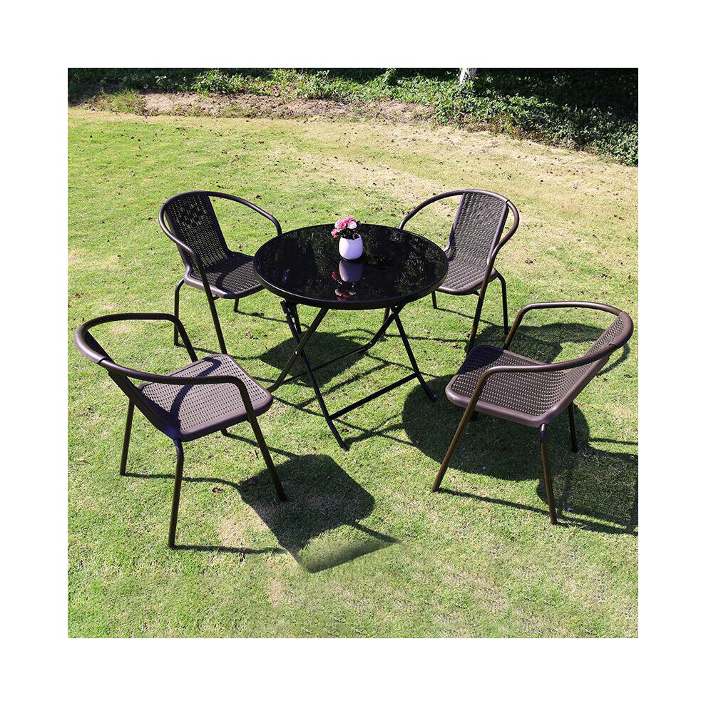Living And Home 4 Seater Garden Chairs And Folding Table Patio Bistro Furniture Set