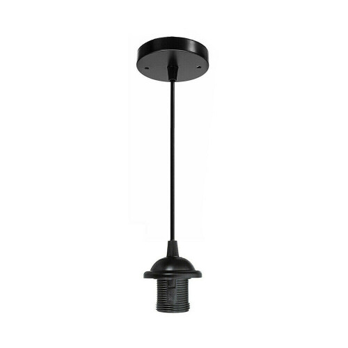 (Black) Light Pendant Fitting Ceiling Rose E27 Suspension Set 3 Colours Light Base
