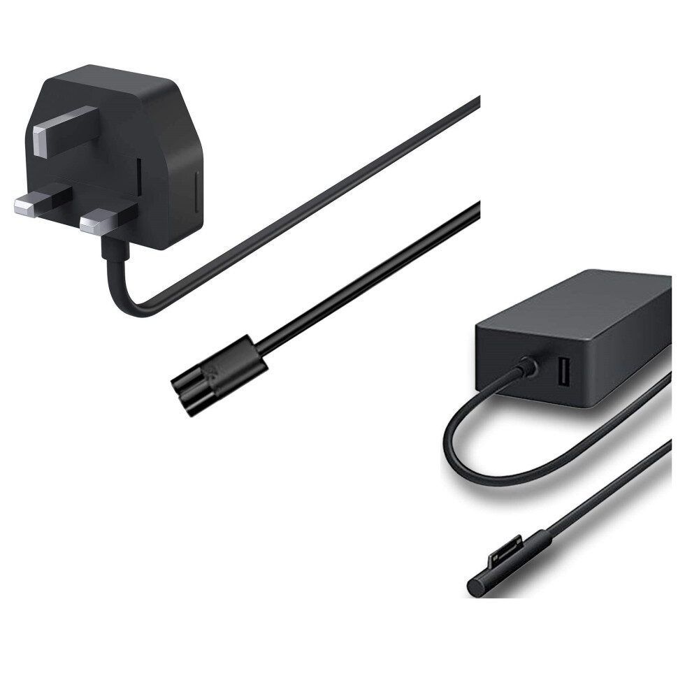 Official Microsoft Surface UK 3 Pin 65W 1706 Mains Adapter Charger Plug - Black