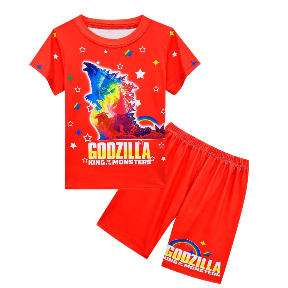 (5-6 Years, Red) Kids Boys Shirts and Half Pants Sets Godzilla Pajamas