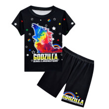 (8-9 Years, Black) Kids Boys Shirts and Half Pants Sets Godzilla Pajamas