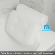 (White) Luxury Bath Spa Pillow Suction Cups Cushioned Spongy Relaxing Bathtub Cushion