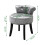 Living And Home (Silver Grey) Crushed Velvet Vanity Stool | Dressing Table Chair 2