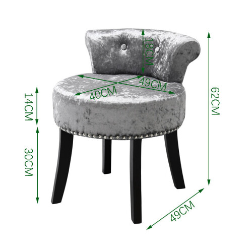 Living And Home (Silver Grey) Crushed Velvet Vanity Stool | Dressing Table Chair 1