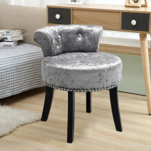 (Silver Grey) Crushed Velvet Vanity Stool | Dressing Table Chair