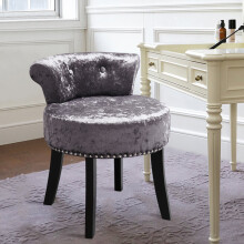 (Dark Grey) Crushed Velvet Vanity Stool | Dressing Table Chair