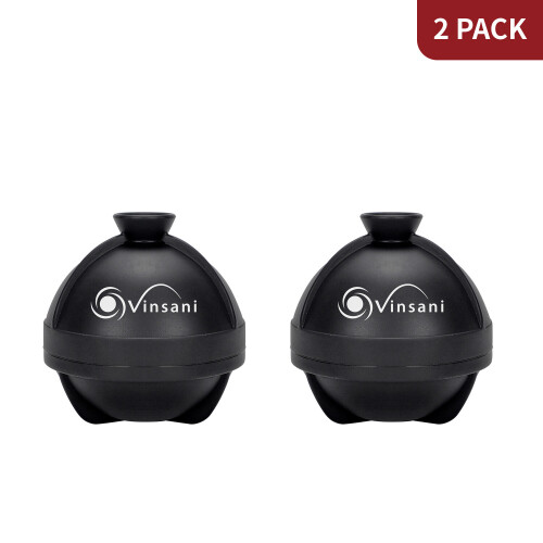 Vinsani 2pc Ice Cube Ball Moulds Reusable Sphere Shaped Ice Ball Maker 2