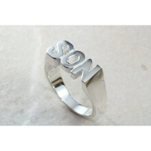 (Sterling Silver) Chunky Son ring, solid silver, suitable for ladies or gents. Available in silver, yellow gold, white gold and platinum