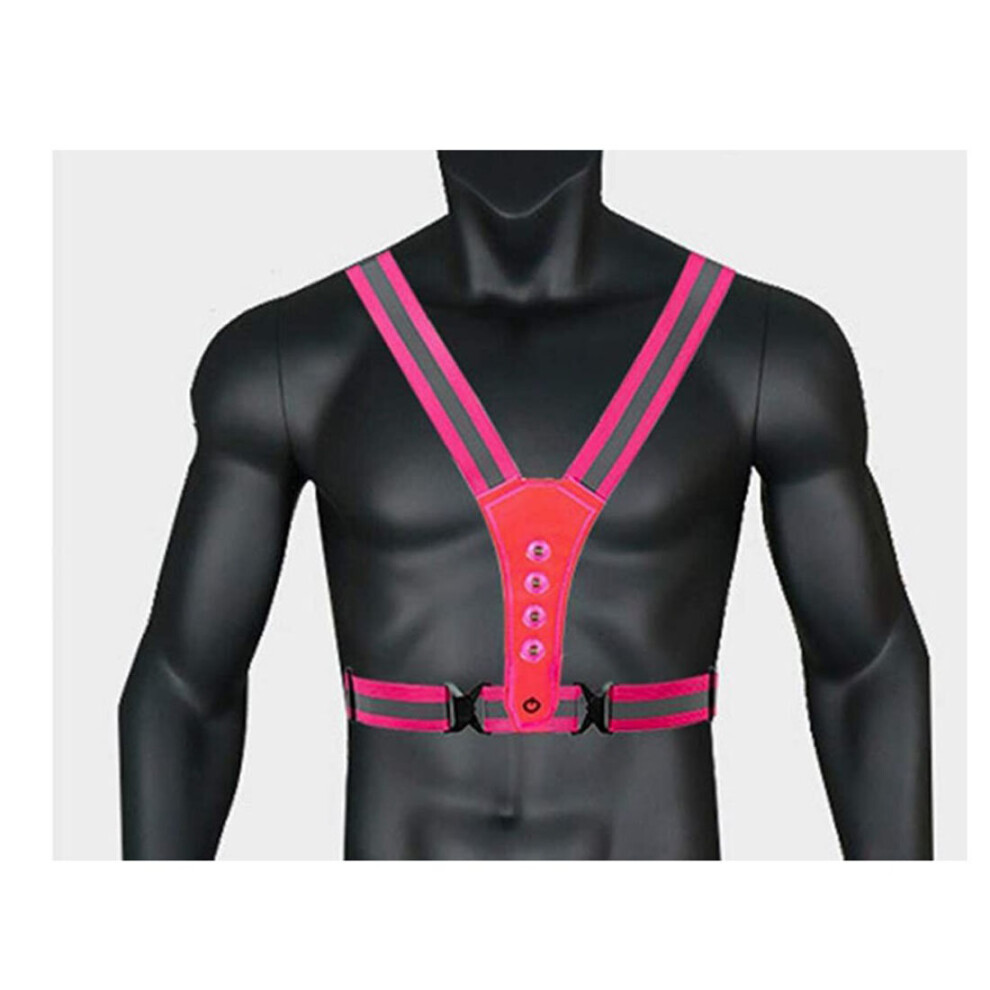 Safety Pink Hi Viz Visibilty Reflective Flashing Belt Red Light Bike-image-OPC-P7GMCDK-NEW