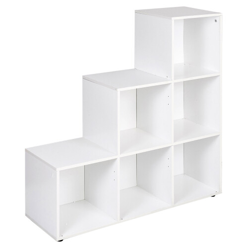 URBN Living (White) 6 Cube Step Storage Unit Shelf Organiser Bookcase