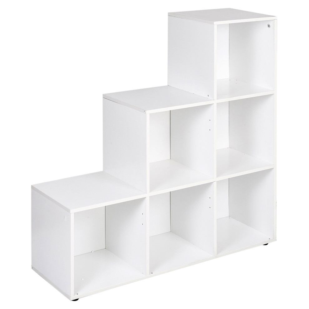 (White) 6 Cube Step Storage Unit Shelf Organiser Bookcase