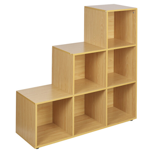 URBN Living (Beech) 6 Cube Step Storage Unit Shelf Organiser Bookcase