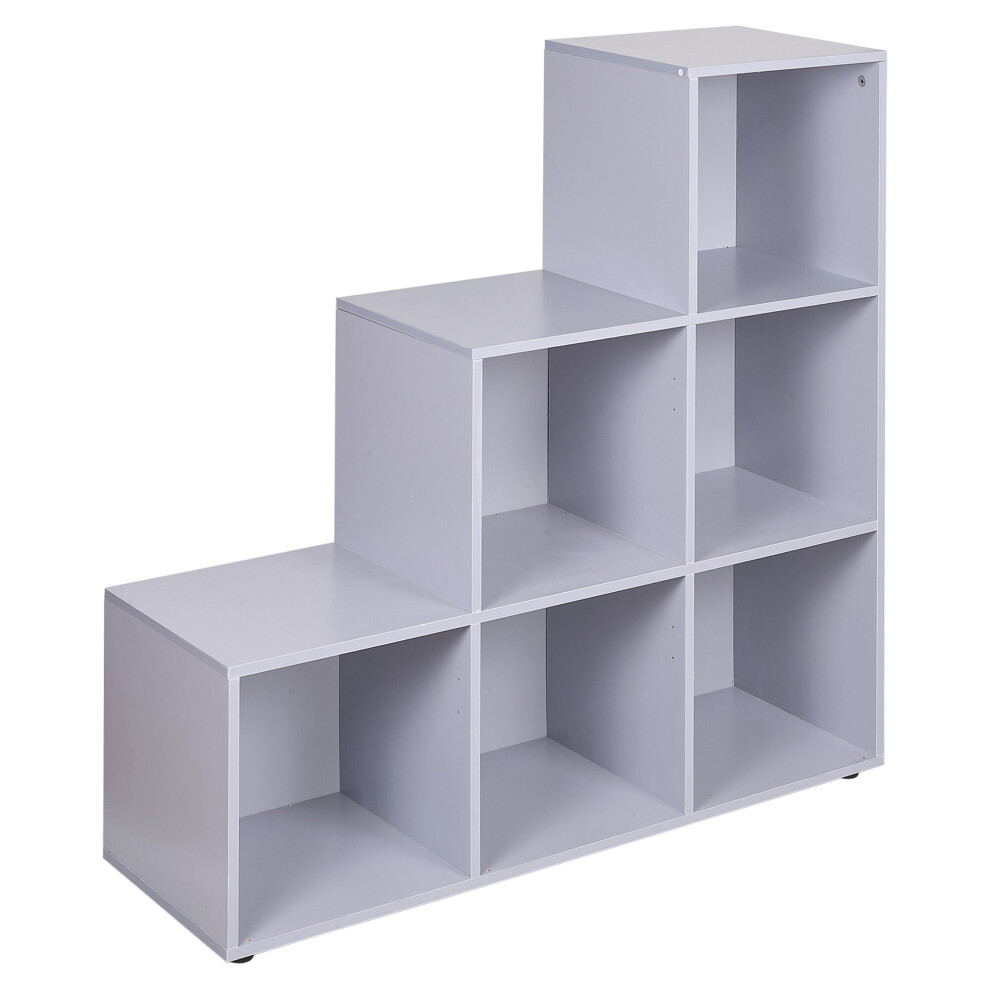 (Grey) 6 Cube Step Storage Unit Shelf Organiser Bookcase