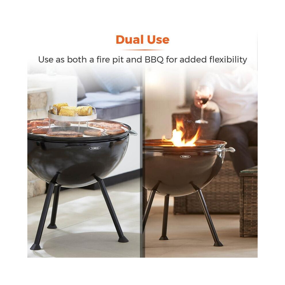 Fire Pit BBQ Grill 2-in-1 Charcoal BBQ & Fire Pit Garden Patio Heater