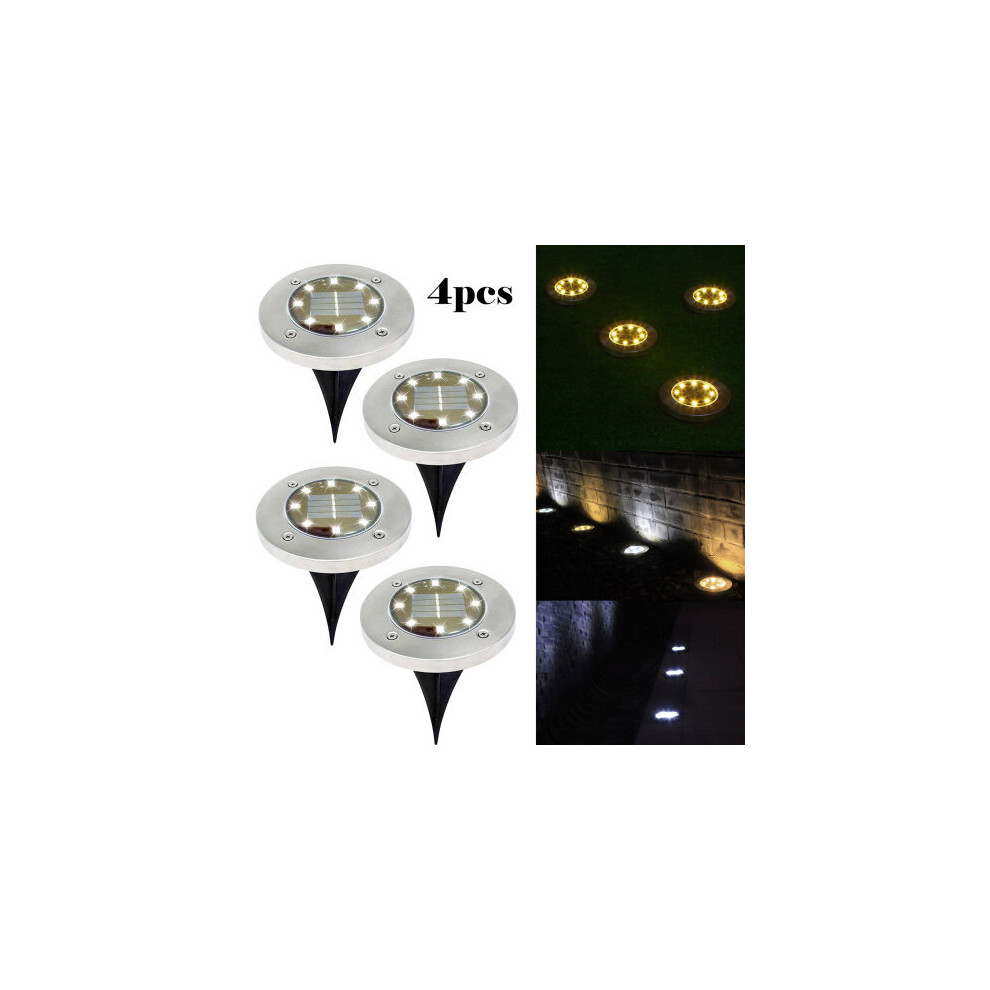 Happy Echo ( Light) 4Pc Led Solar Power Decking Lights Ground Floor Outdoor Garden Lawn Path Lamp White
