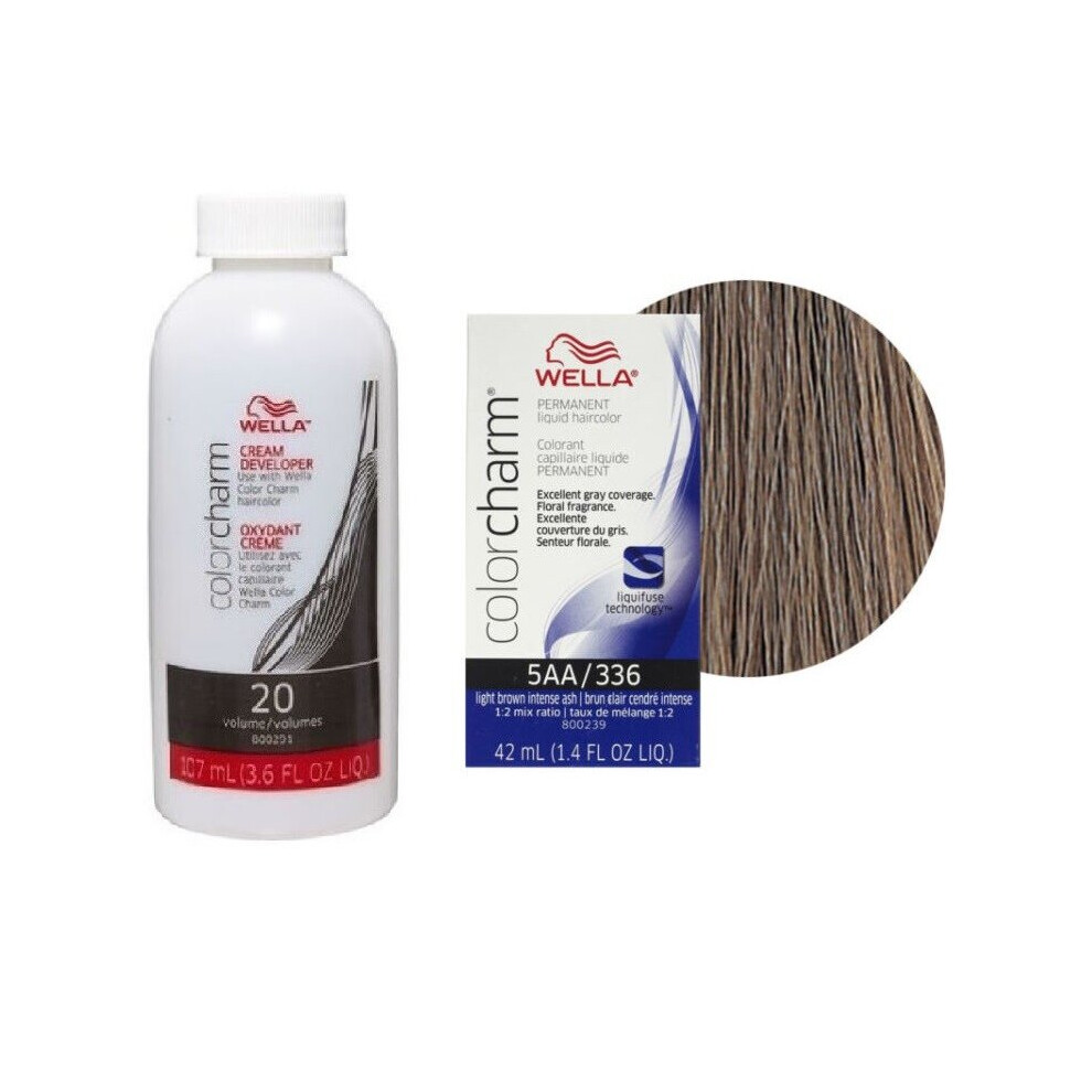 (5AA + Dev (Vol. 20) 3.6oz) Wella 10A Palest Ash Blonde Color Charm Permanent Liquid Haircolor