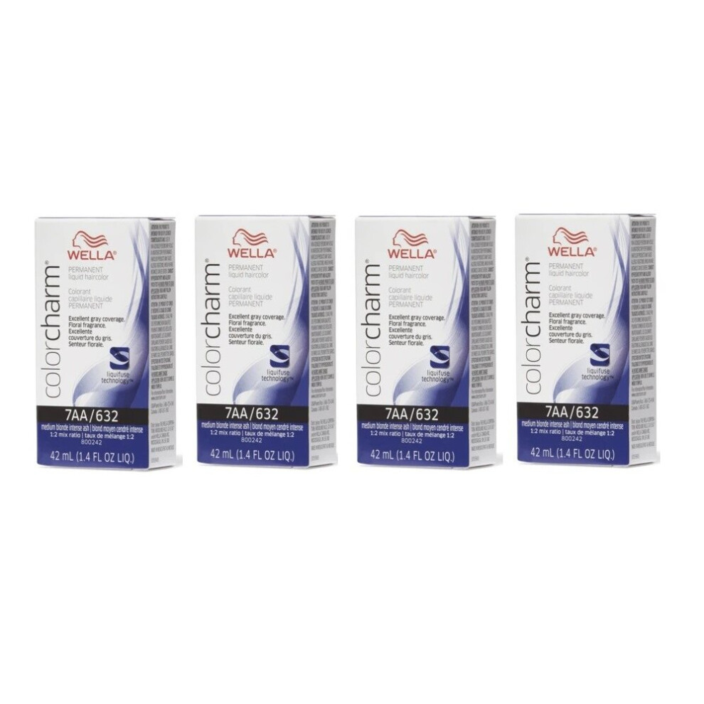 Wella (7Aa/632 - Pack Of 4) 10A Palest Ash Blonde Color Charm Permanent Liquid Haircolor
