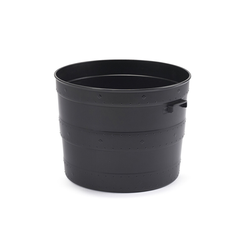 Whitefurze Round Plastic Planter Black Pot Container Blacksmith Barrel Handles Garden
