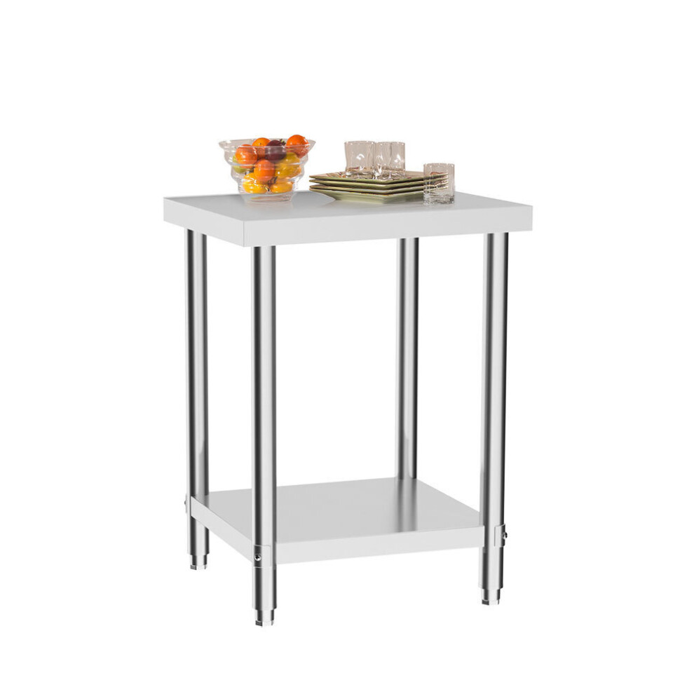 (1xWork Bench+4xWheels) Stainless Steel Catering Table Pre Work Bench Worktop