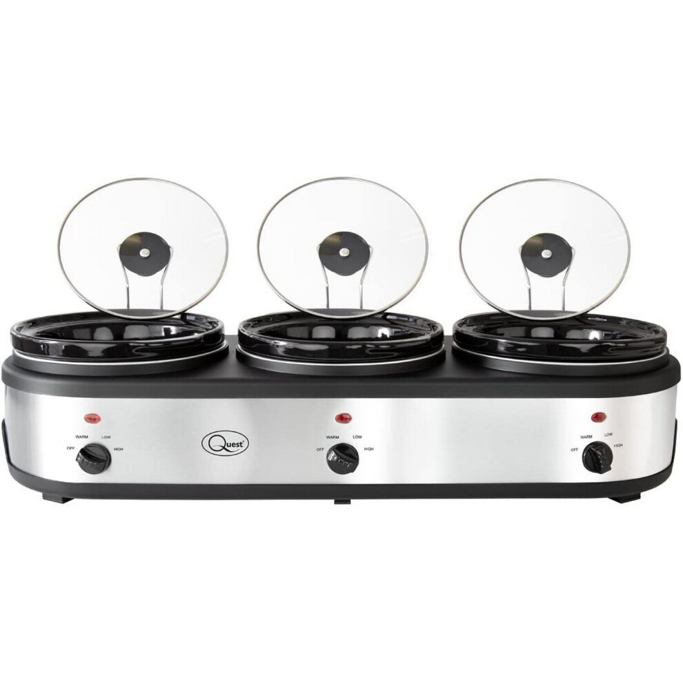 Quest 16530 3 Pot Electric Slow Cooker, Buffet Server & Food Warmer