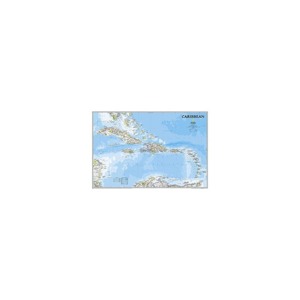 Caribbean Classic, laminated Wall Maps Countries  Regions National Geographic Reference Map