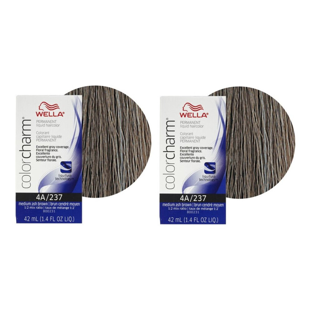 (4A - (2pks)) Wella 4A Medium Ash Brown Color Charm Permanent Liquid Haircolor