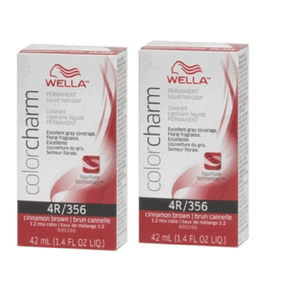 Wella Brown,Multicoloured (4R - (2Pks)) Color Charm 4R Cinnamon Brown Permanent Liquid Haircolor