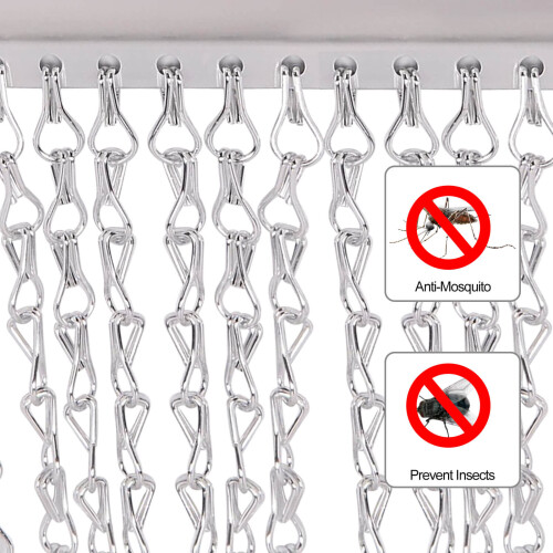 (Silver) Aluminium Chain Curtain 214 x 90cm 2