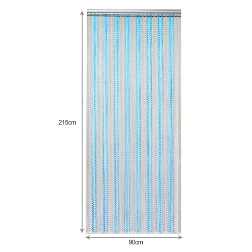 (Blue Silver) Aluminium Chain Curtain 214 x 90cm 1