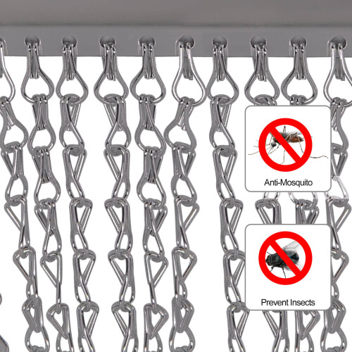 (Grey) Aluminium Chain Curtain 214 x 90cm 2
