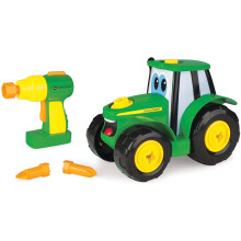 John Deere Build A Johnny Tractor | 16 Piece Building Farm Toy Car | Tractor Toy With Motorised Drill For 18 Months, 2, 3 & 4 Years Old Boys