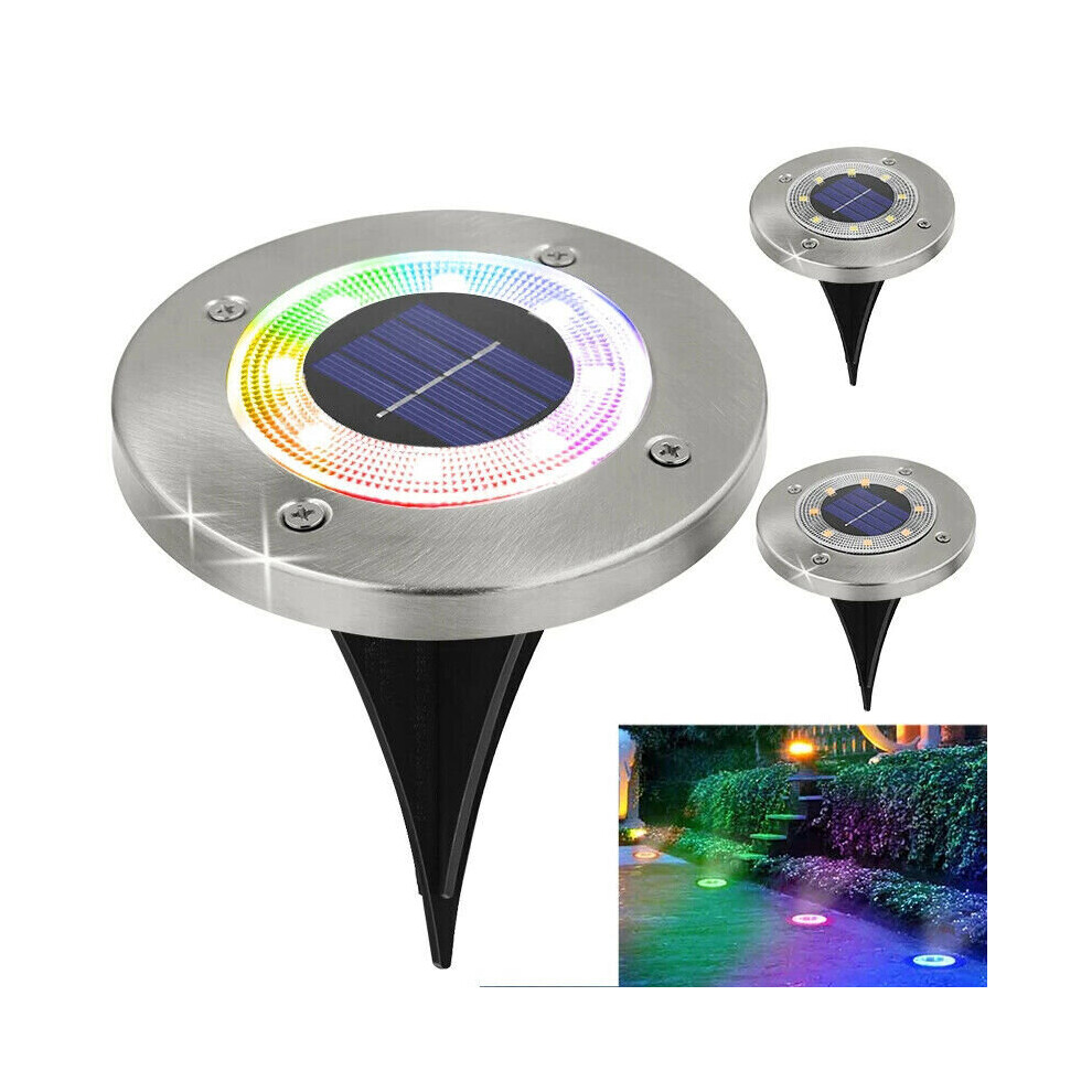 (Cool White) 8 LED RGB Solar Lawn Yard Led Night Light Buried Solar Garden Light IP65 Waterproof Outdoor PathWay Floor Under Ground Spot Lamp