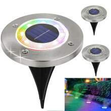 (Multicolor) 8 LED RGB Solar Lawn Yard Led Night Light Buried Solar Garden Light IP65 Waterproof Outdoor PathWay Floor Under Ground Spot Lamp