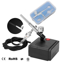 100-240V Gravity Feed Dual Action Airbrush Air Compressor Kit Nail Tool UK