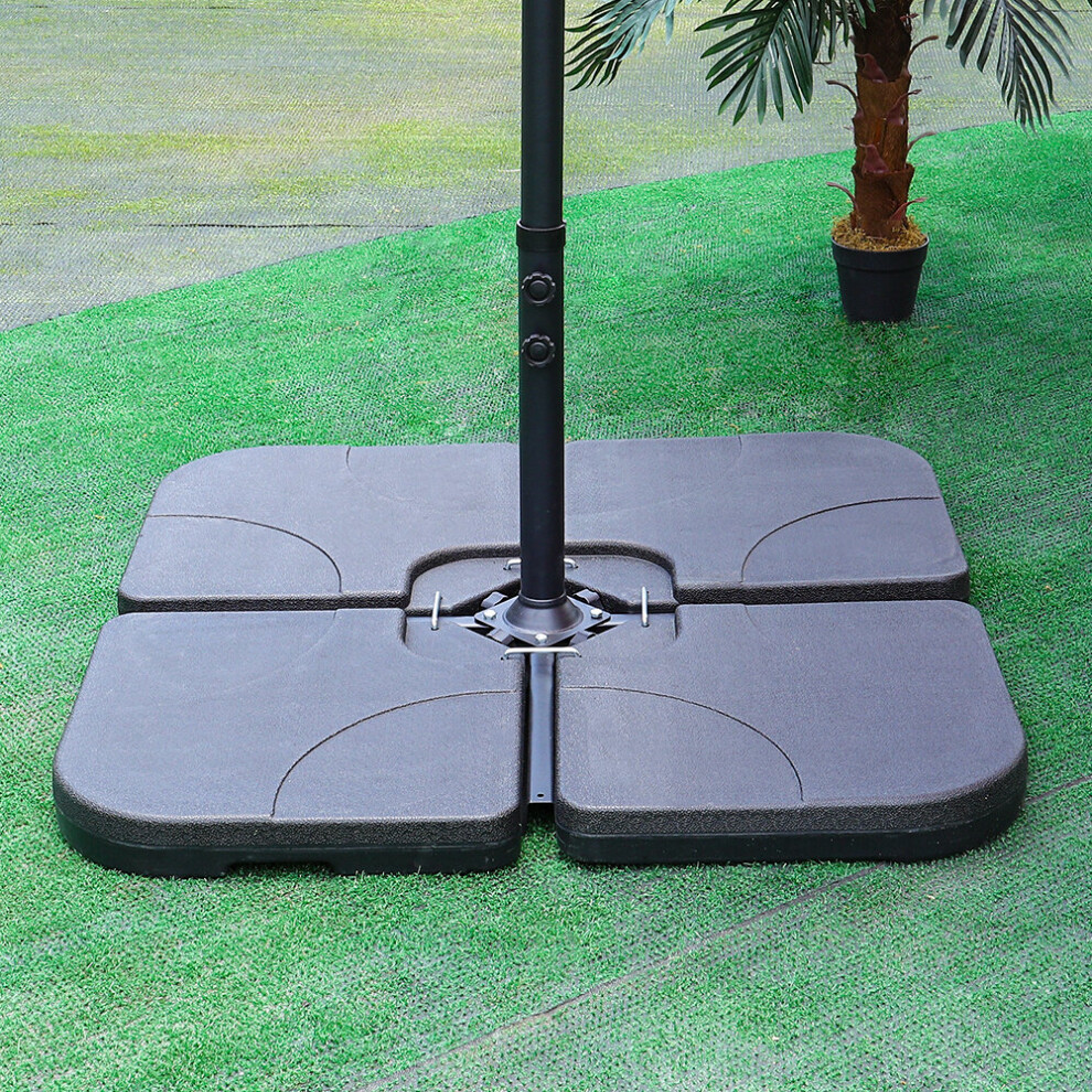 (15L Water Tank Base Only) Double Top Garden Cantilever Parasol Patio Umbrella with Cross Base