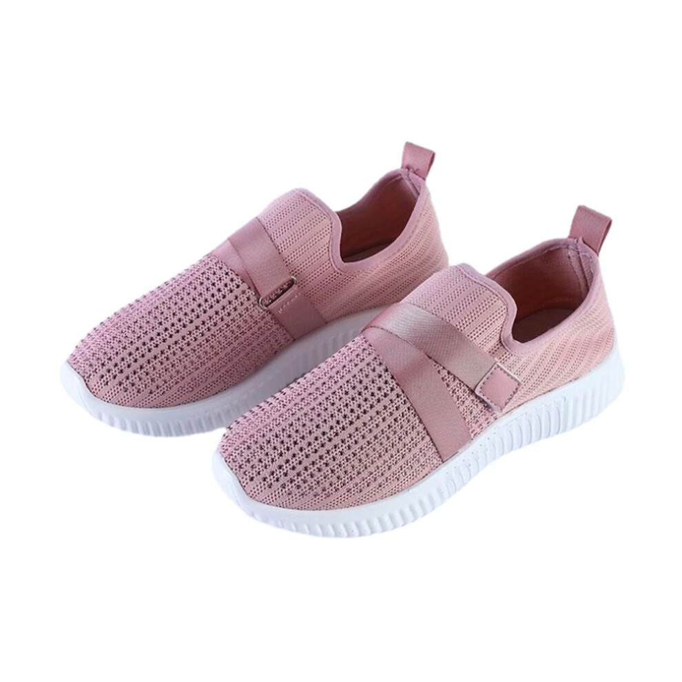 (Pink, 4 (Adults')) Women's Breathable Laceless Trainers