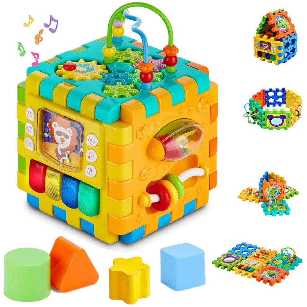 INvench Activity Cube Baby Toys 6 in 1 Shape Sorter Early Development Educational Toy Gift for 1 Year Old Boy Girl on OnBuy