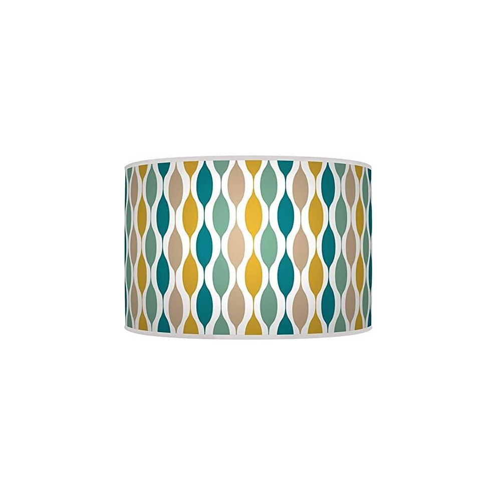 (Teal Blue Mustard Grey Pebble Lampshade - Printed Fabric - Home Bedside - Decorative Lamp - Perfect Lighting - id002 (10) Teal Blue Mustard Grey Pebb