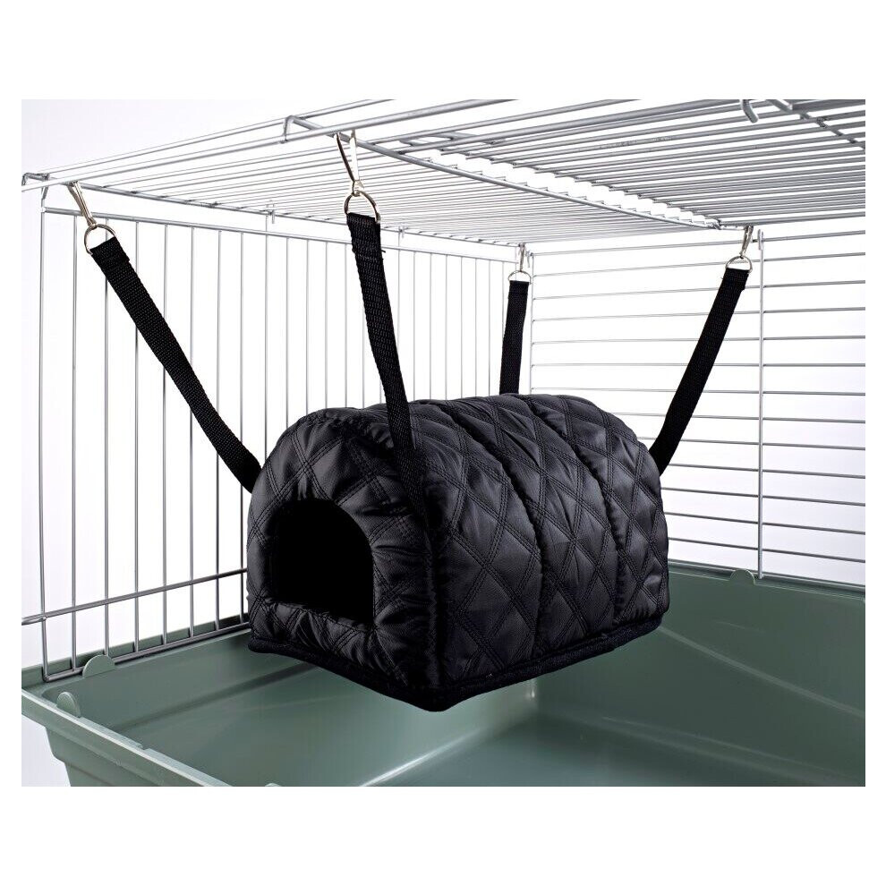 Cuddle Up Igloo Hammock for Ferret Chinchilla Rat Bed Toy House Quilted Black