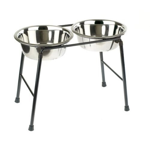 Raised Dog Bowls Stand 2 x 1600ml Food Double Water Feeding 300mm High