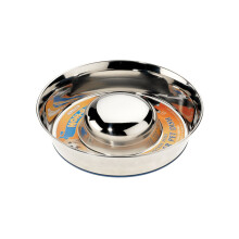 1700ml Slow Dog Cat Bowl 24cm - Water Food Feeding - Non Slip Rubber