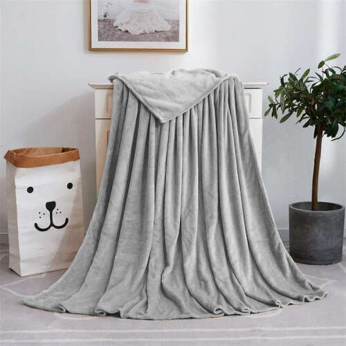 (Silver, Double) Moonlight Bedding Large Mink Blanket Multi-use Pet Fleece Throw 1