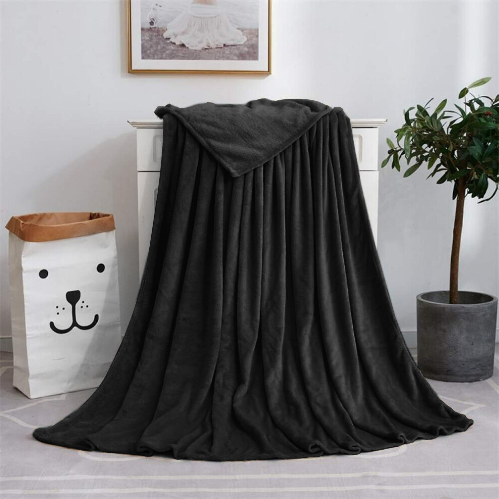 (Black, King 200x240 CM) Moonlight Bedding Large Mink Blanket Multi-use Pet Fleece Throw