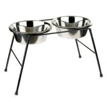 Raised Dog Bowls Stand 2 x 4000ml Food Double Water Feeding 370mm High