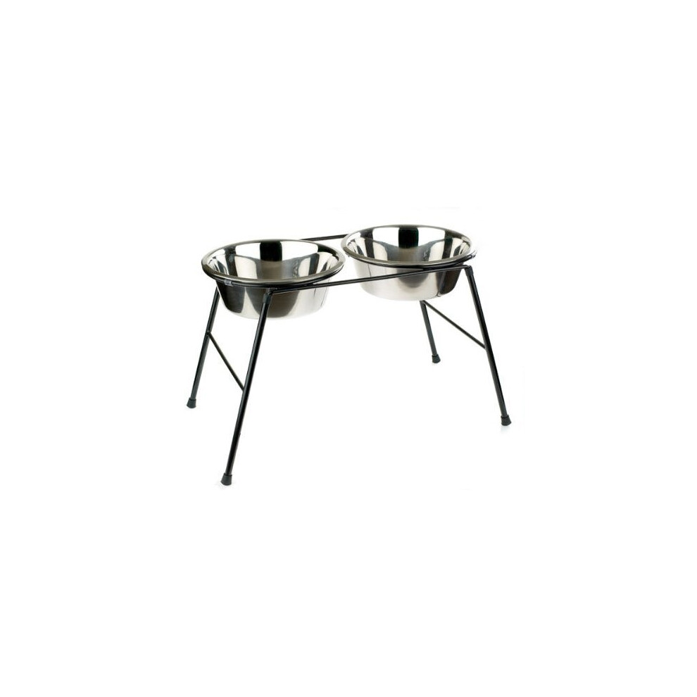 Raised Dog Bowls Stand 2 x 4000ml Food Double Water Feeding 370mm High