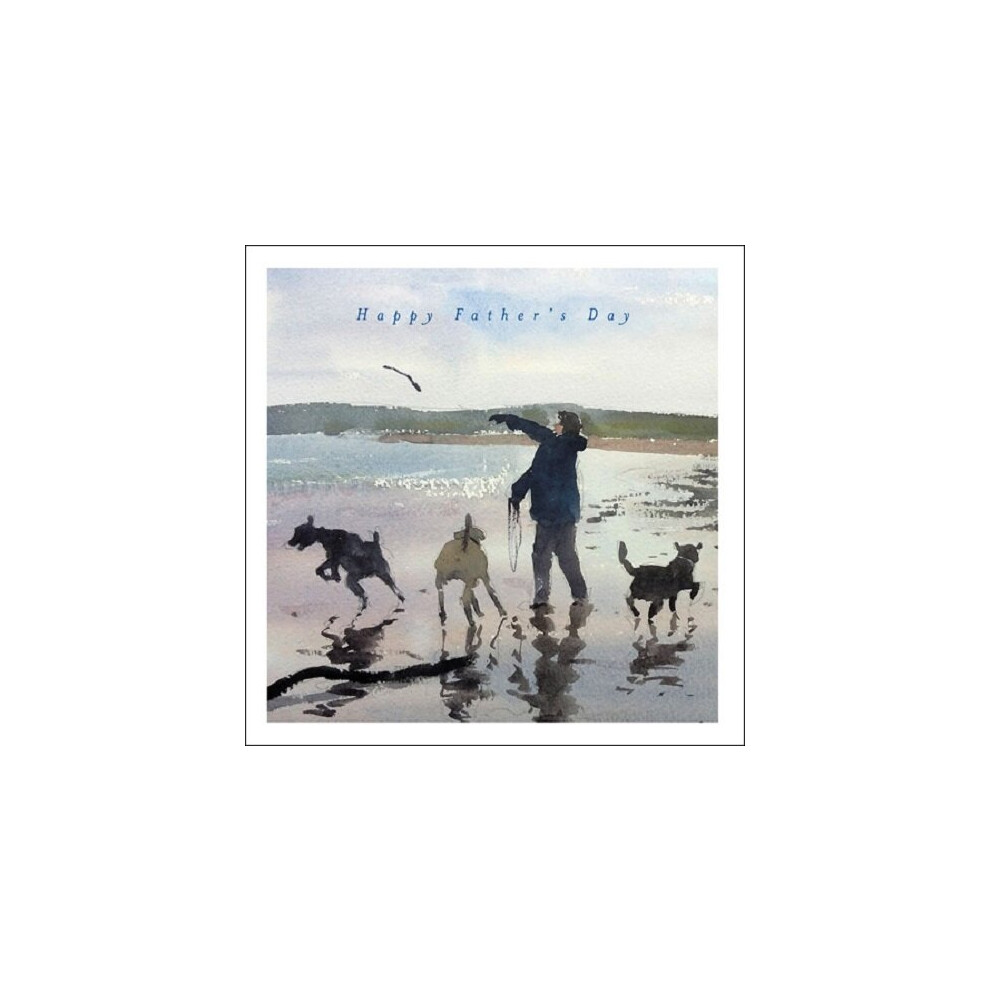 Happy Father's Day Walkies Watercolour Father's Day Greeting Card Woodmansterne