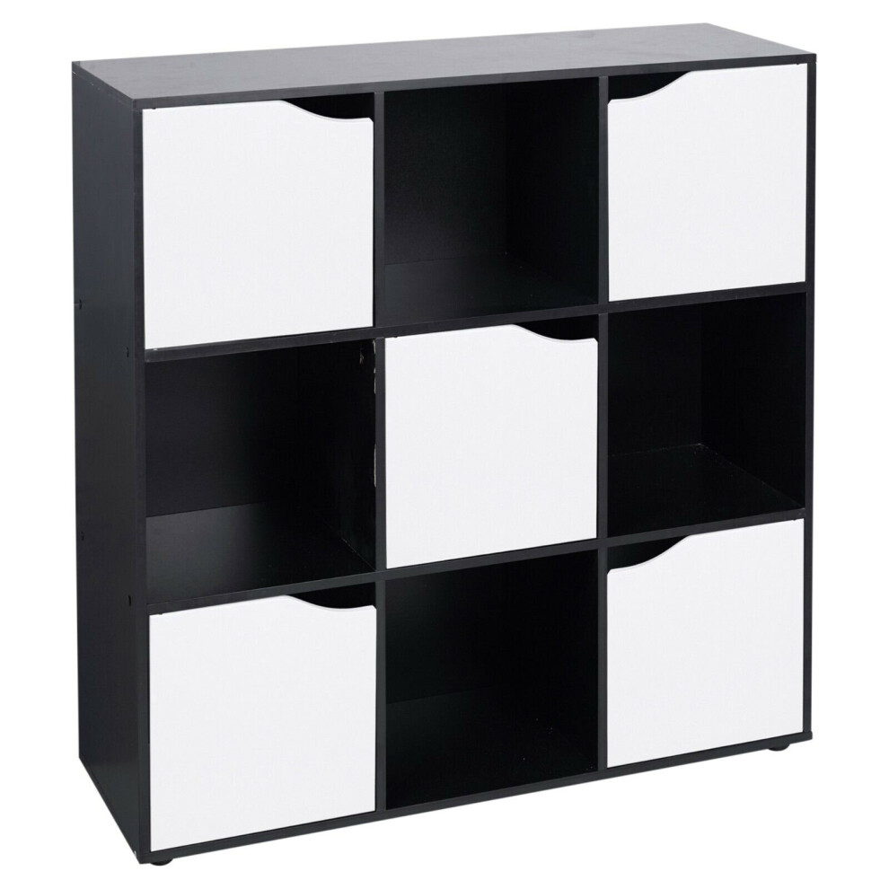 (9 Cube - Black (Out of Stock), White) 9 Cube Wooden Storage Bookcase Unit With Doors